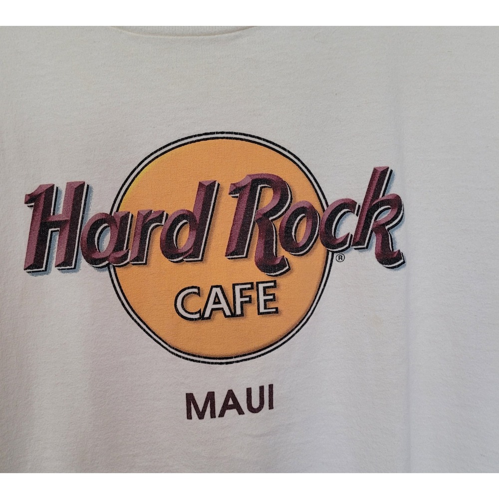 Hard Rock Cafe Maui T-Shirt Mens Large Cream White Vintage Made USA Graphic Tee